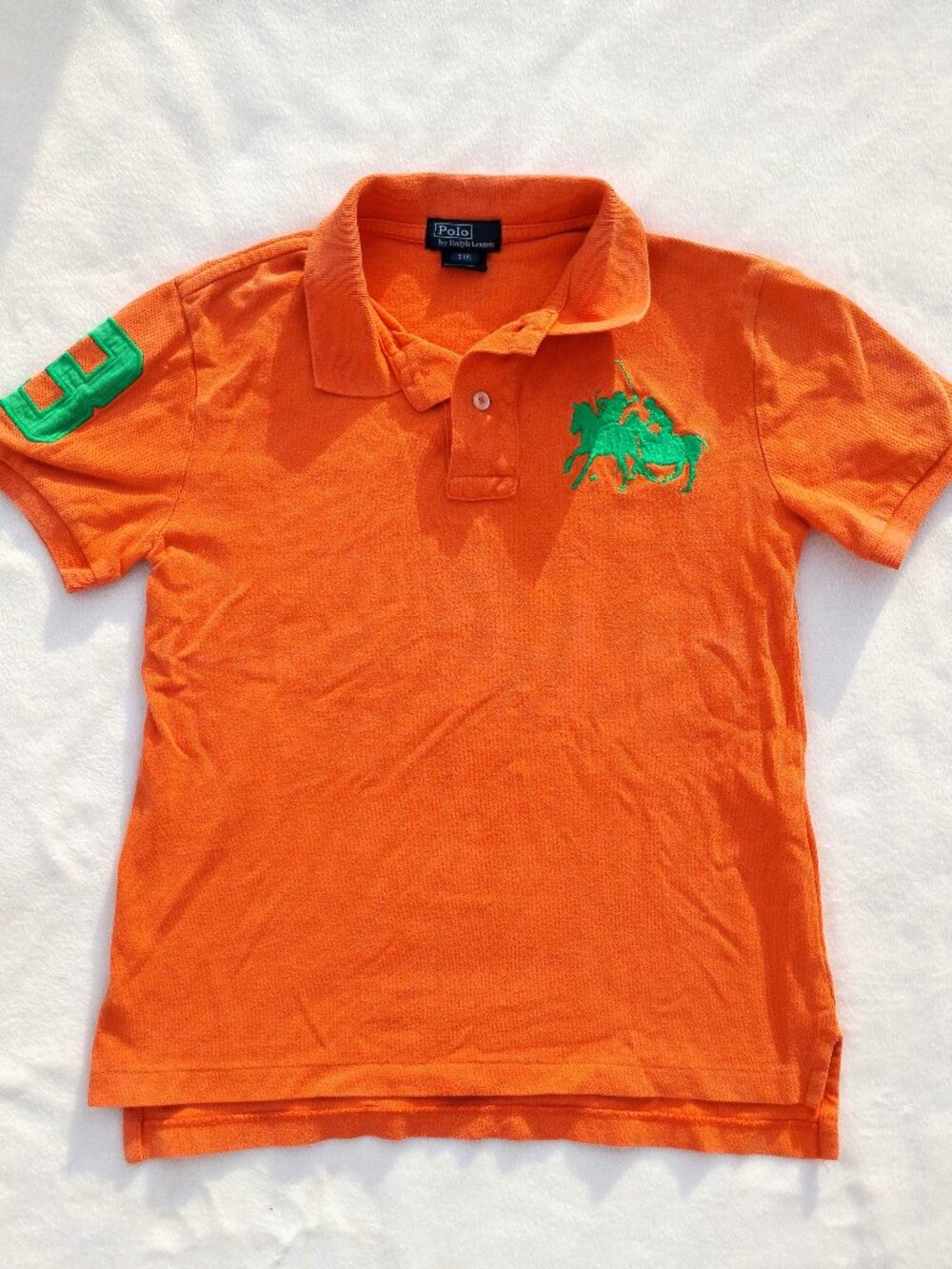 POLO RALPH LAUREN BOYS 8 BRIGHT ORANGE SHIRT